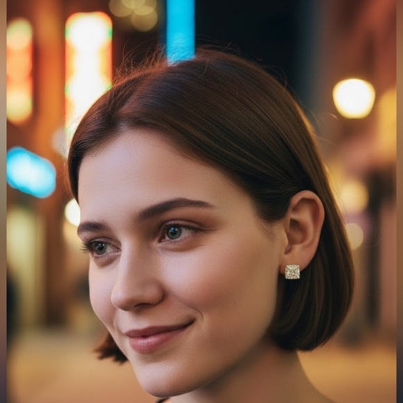 NWT Kate Spade Square Faux Opal Stud Earrings Goldtone & Dust Bag NWT - Picture 3 of 12